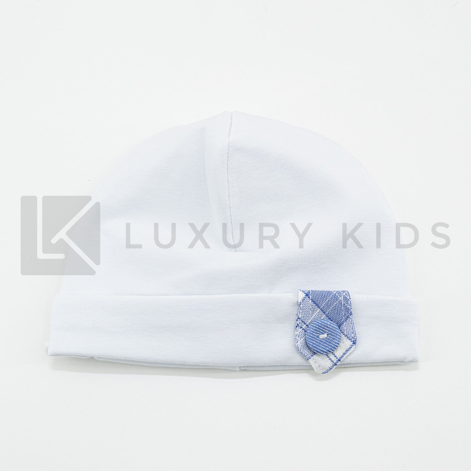 Cappello In Cotone Bianco Con Inserti In Denim Neonato LA SARTORIA DEI PICCOLI LK755 - LA SARTORIA DEI PICCOLI - LuxuryKids