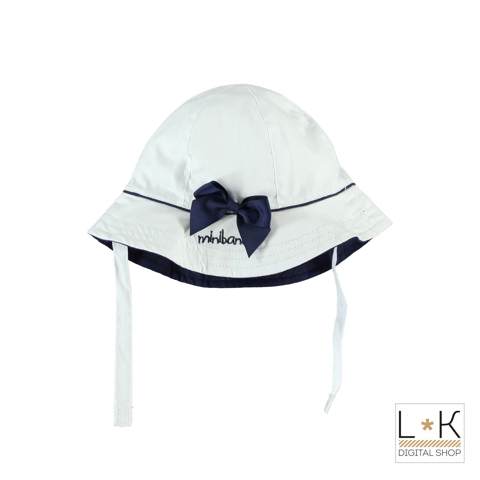 Cappello Pescatore Fiocco Bianco-Blu  Neonata MInibanda M971 - MINIBANDA - LuxuryKids