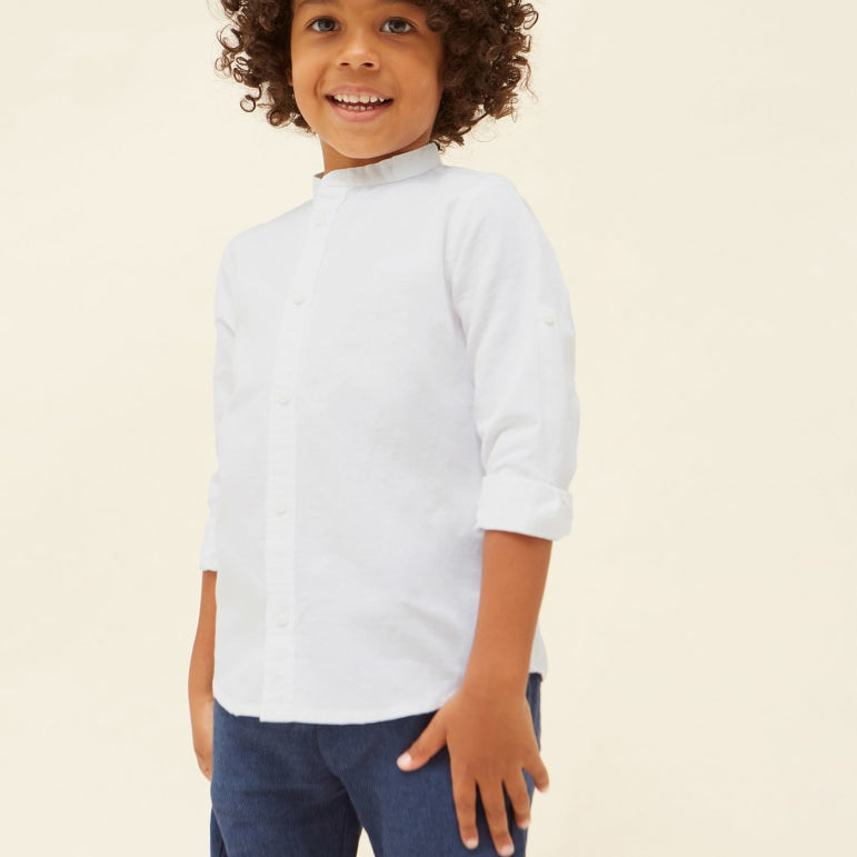 Hollister - Camicia a maniche lunghe bianca a righe in misto lino Hollister - Camicia a maniche lunghe bianca a righe in misto lino