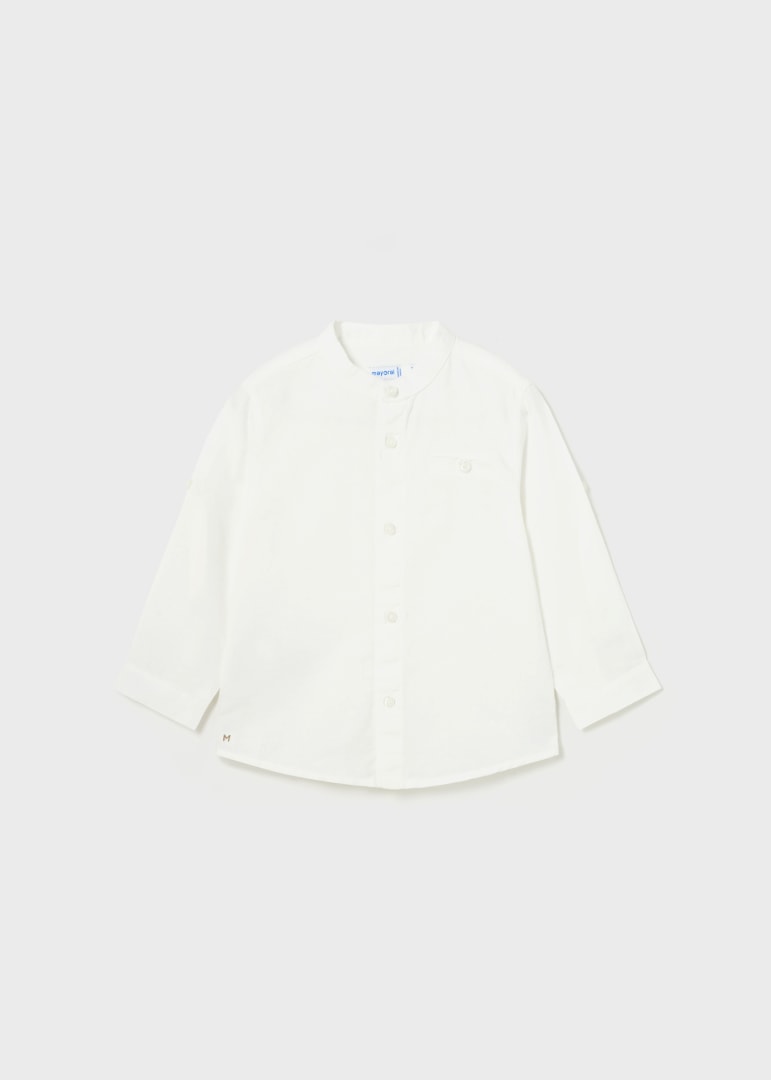 Camicia Manica Lunga Con Colletto Coreano In Cotone Neonato MAYORAL 1116B - MAYORAL - Luxury Kids