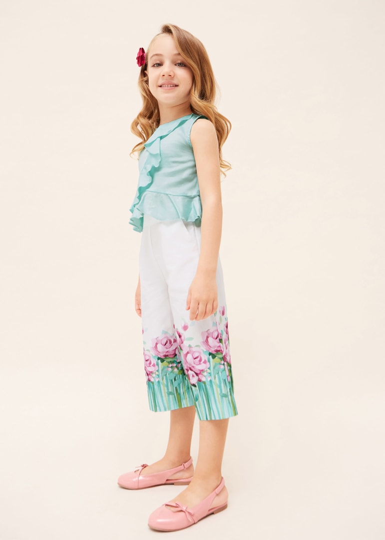 Completo 2 Pezzi Con Pantalone Cropped In Cotone Bambina MAYORAL 3510 - MAYORAL - Luxury Kids