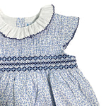 Abito Smanicato In Cotone Con Punto Smok Bambina SARDON LA473 - SARDON - Luxury Kids