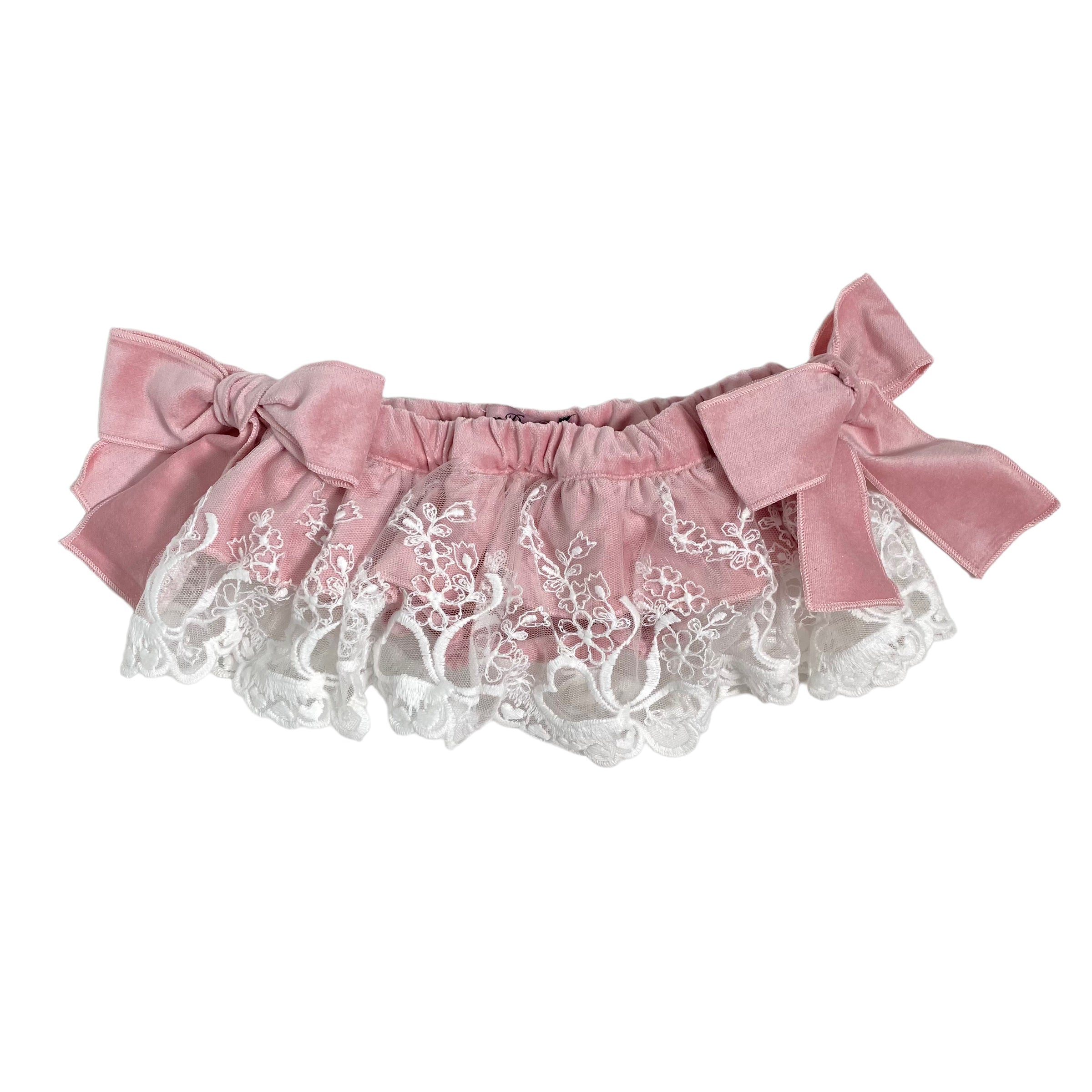 Culotte In Velluto Con Pizzo Rosa Bambina PHY CLOTHING 22519 - PHY CLOTHING - LuxuryKids