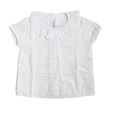 Camicia Mezza Manica In Plumetis Bianco Bambina CALAMARO 15019