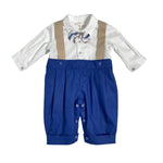 Tutina Intera In Cotone Bianca E Blu Neonato NINNAOH E23226TNP - NINNAOH - Luxury Kids