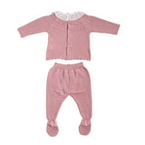 Tutina Spezzata In Filo Di Cotone Con Traforature Neonata A&J A&J166 - A&J - Luxury Kids