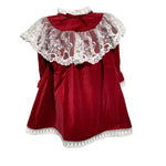 Abito Manica Lunga In Velluto Rosso Con Pizzo Bambina PHI CLOTHING 22702 - PHY CLOTHING - LuxuryKids
