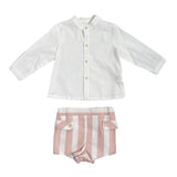 Completo Bermuda e Camicia in Cotone Neonato YOEDU 0353 - YOEDU - Luxury Kids