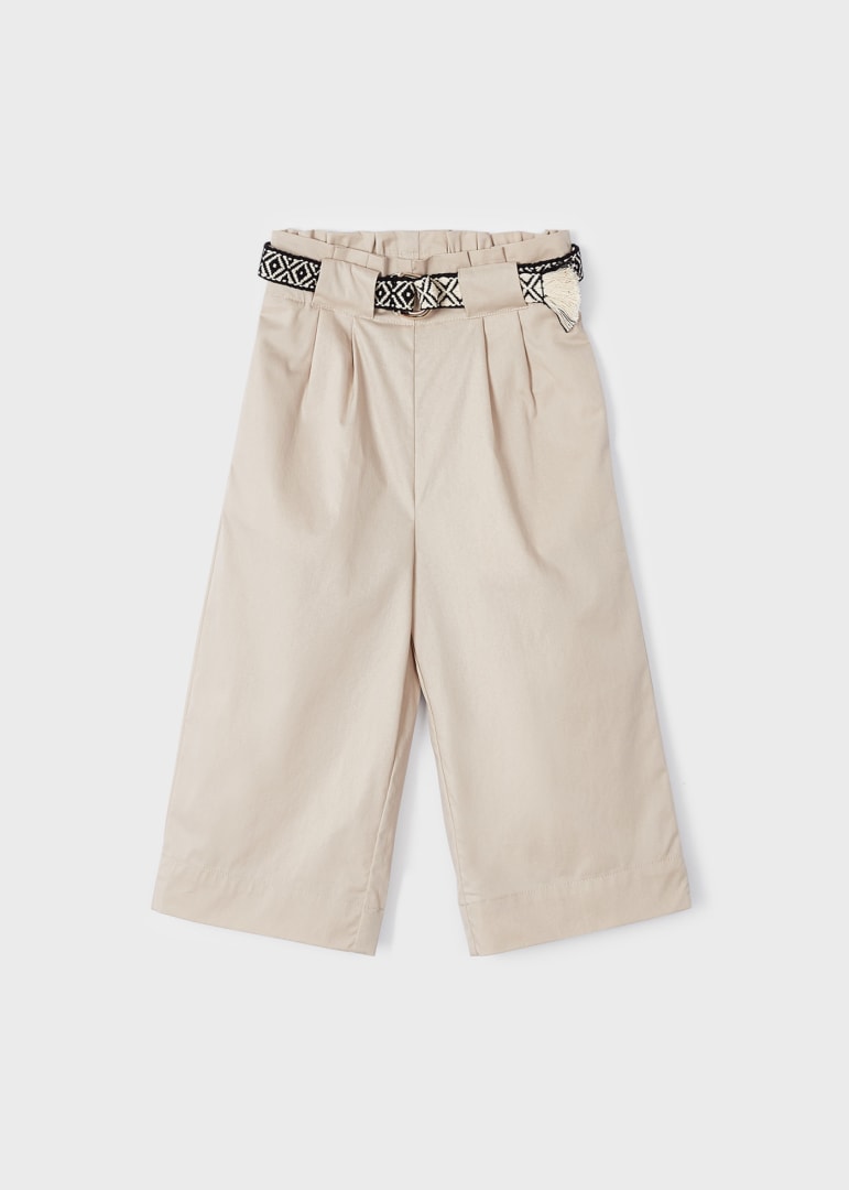 Pantalone Cropped Con Cintura In Cotone Bambina MAYORAL 3506 - MAYORAL - Luxury Kids